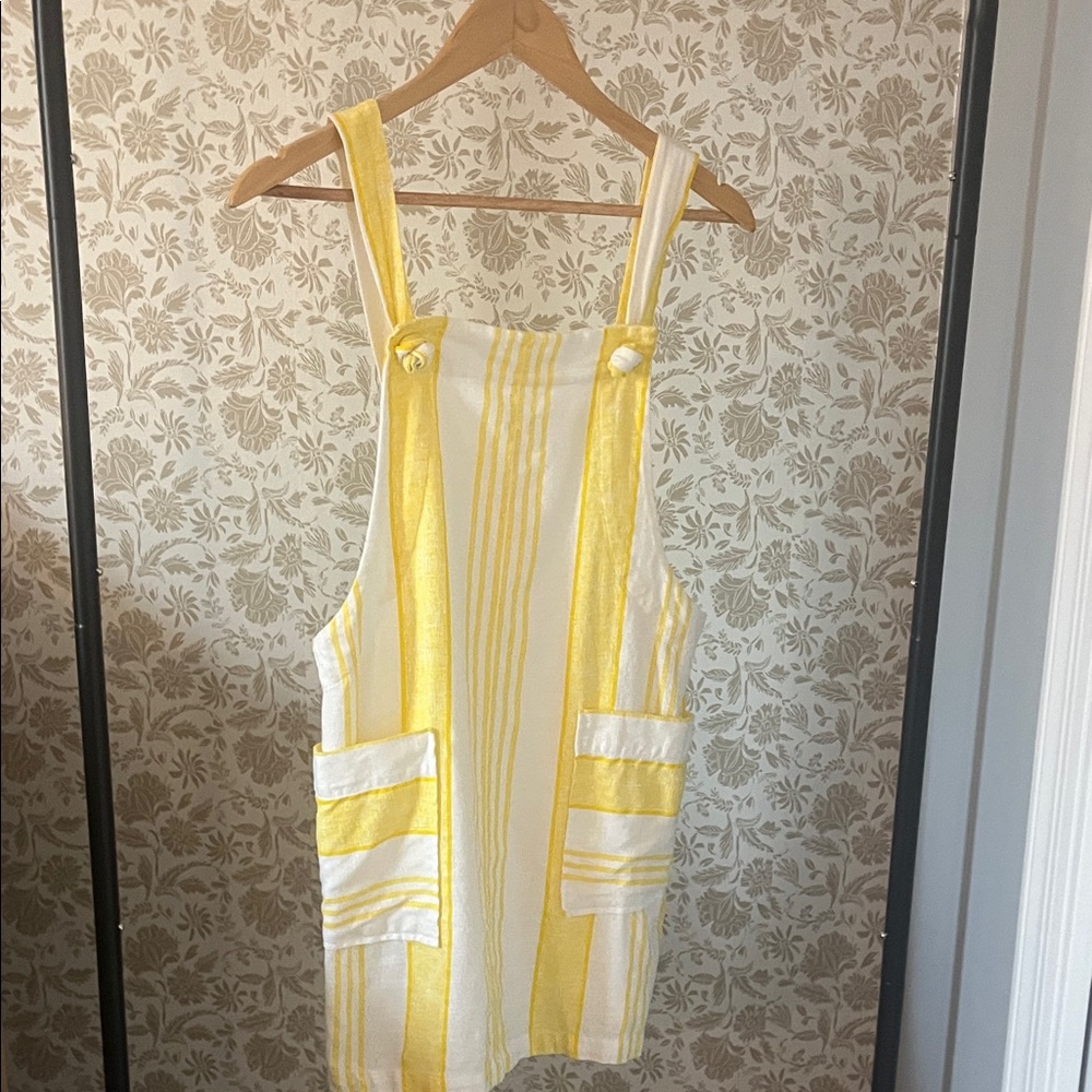 Mango Casual White Sundress with Yellow Stripes